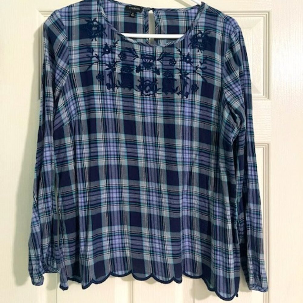 Talbots Scalloped and embroidered Top